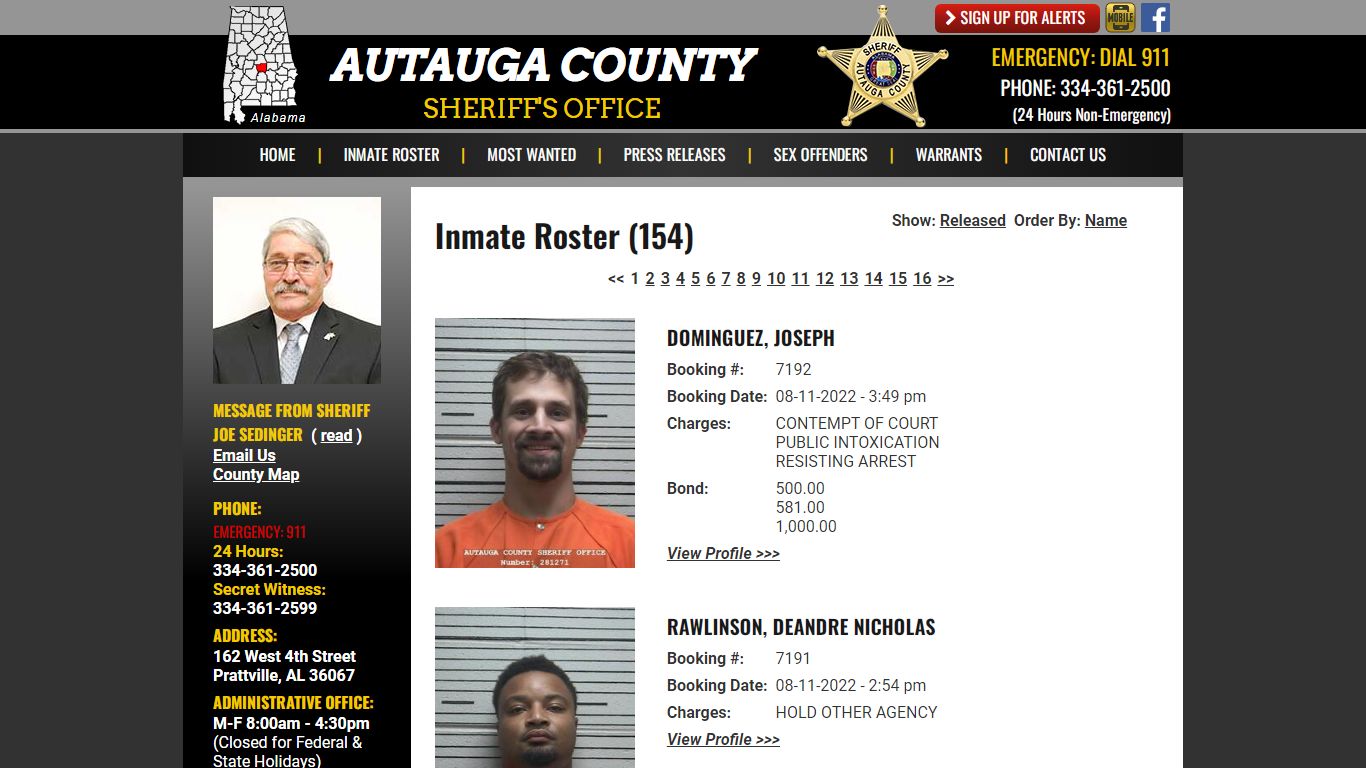 Inmate Roster - Autauga County Sheriff's Office