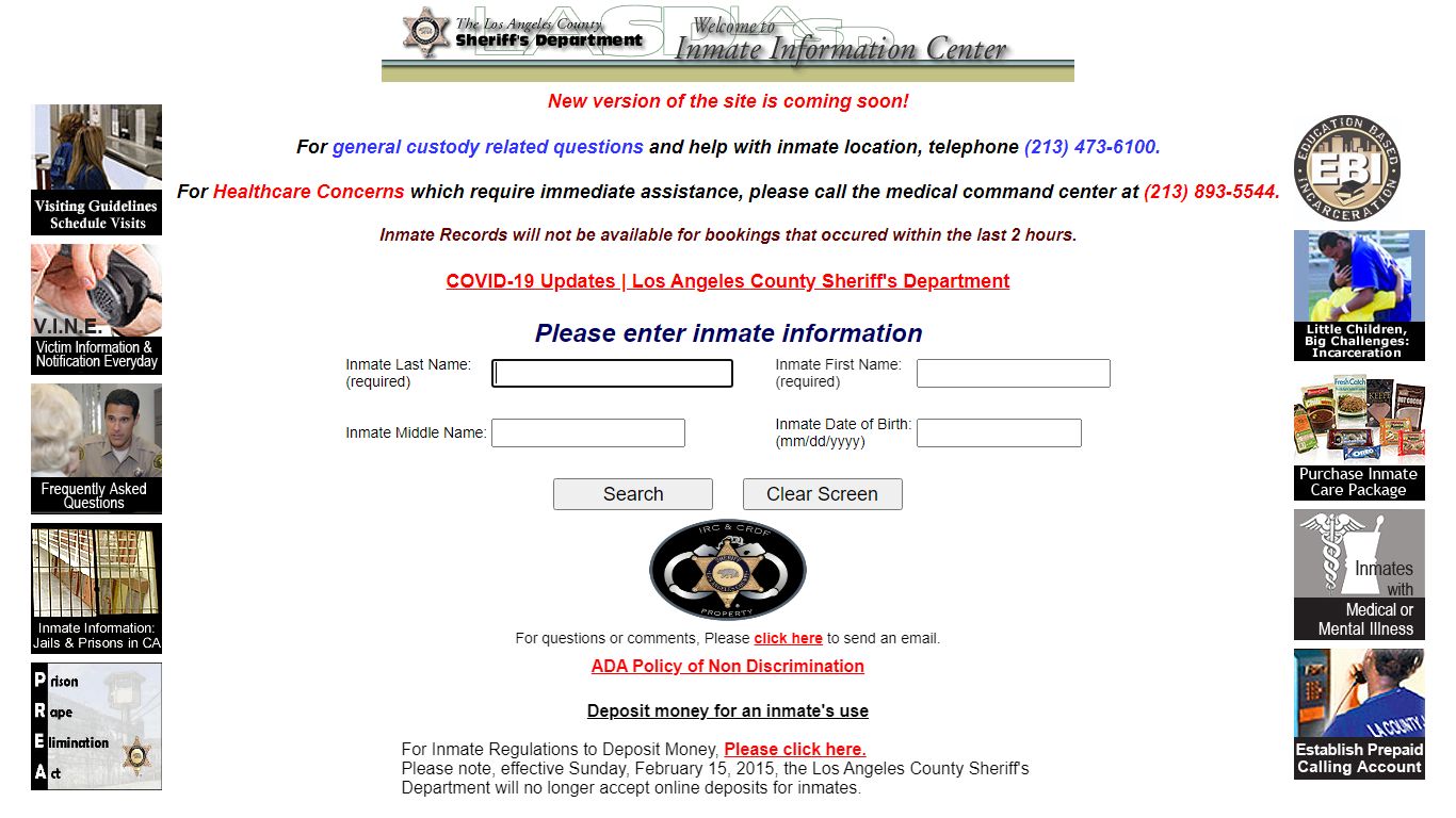 Inmate Search - Los Angeles County Sheriff's Department