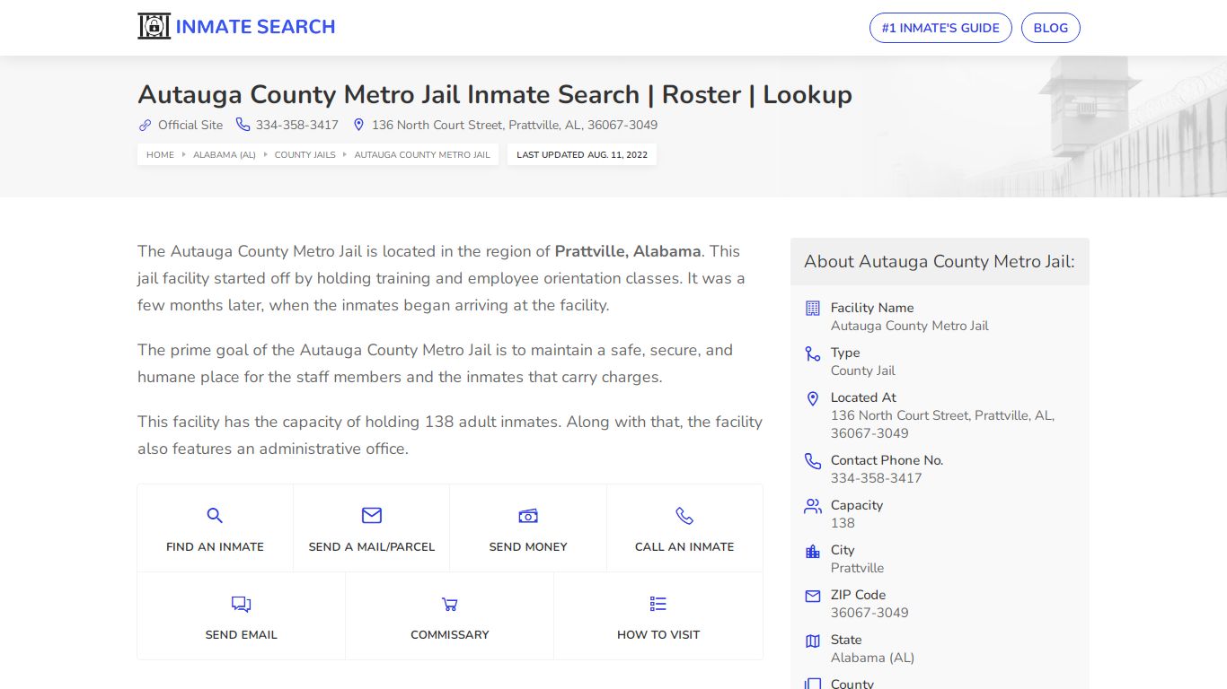 Autauga County Metro Jail Inmate Search | Roster | Lookup