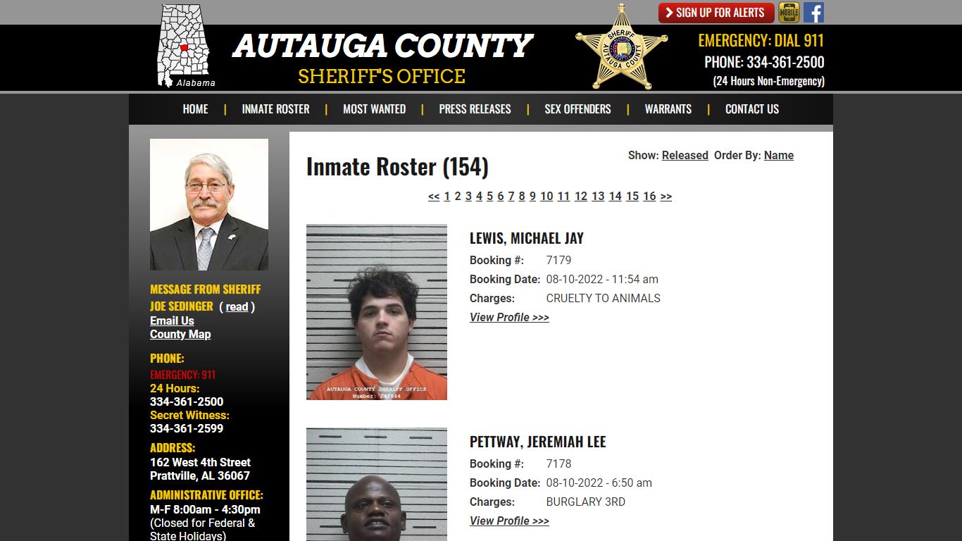 Inmate Roster - Autauga County Sheriff's Office